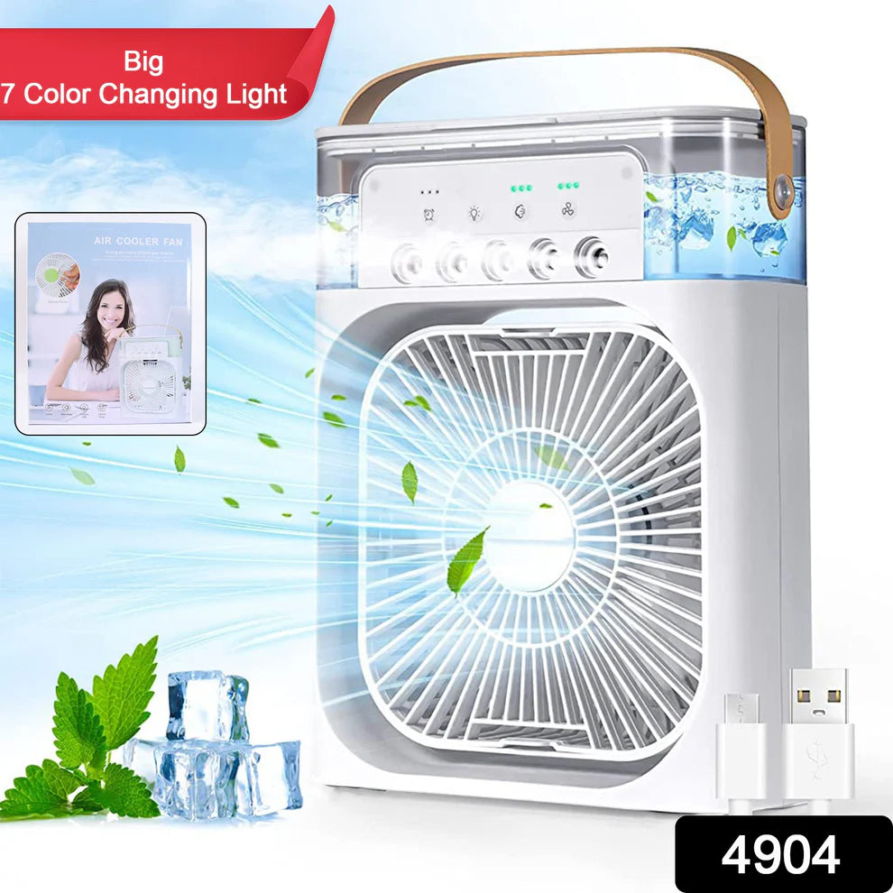Portable Mini Air Cooler Fan USB Personal Desk Cooling Fan With LED Light & Water Mist Cooler
