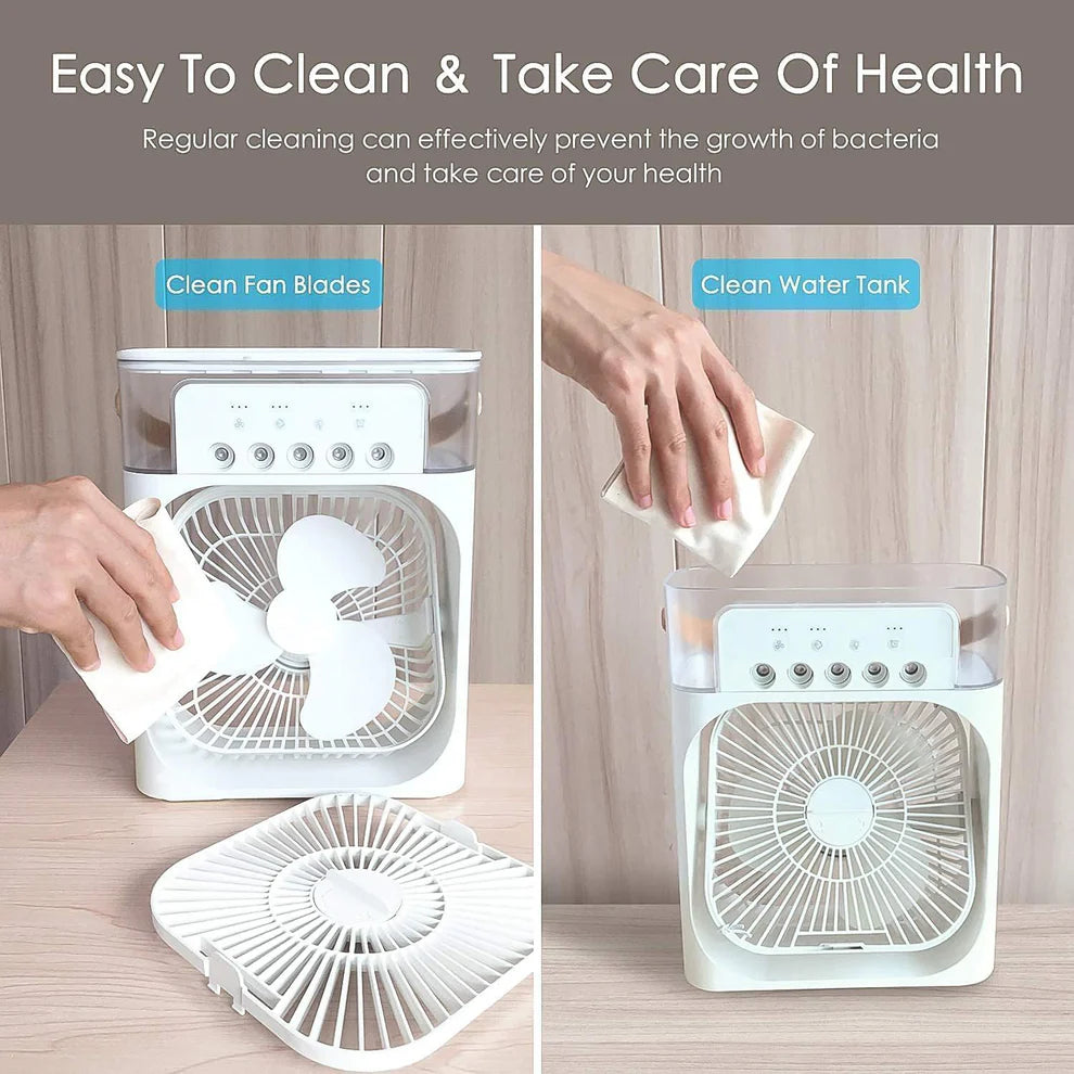 Portable Mini Air Cooler Fan USB Personal Desk Cooling Fan With LED Light & Water Mist Cooler