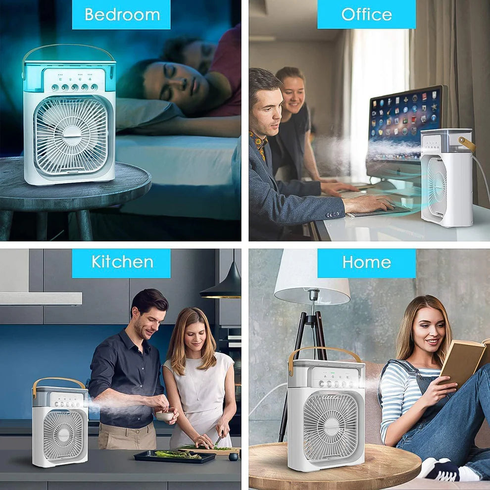 Portable Mini Air Cooler Fan USB Personal Desk Cooling Fan With LED Light & Water Mist Cooler