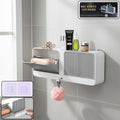 Wall Mounted 4-Compartment Bathroom Storage & Soap Holder Organizer Rack Multipurpose Shelf