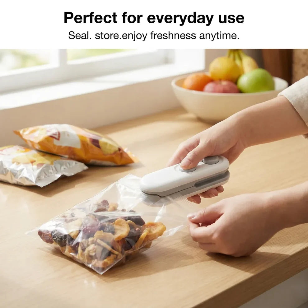Mini Bag Sealer 2-in-1 Heat Seal & Cutter USB Rechargeable Portable Food Sealer